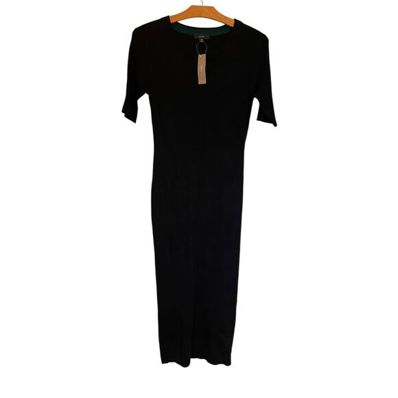 NWT J. Crew Ribbed Knit Midi Dress Black Short Sleeve Classic Office Formal XS - Picture 10 of 10